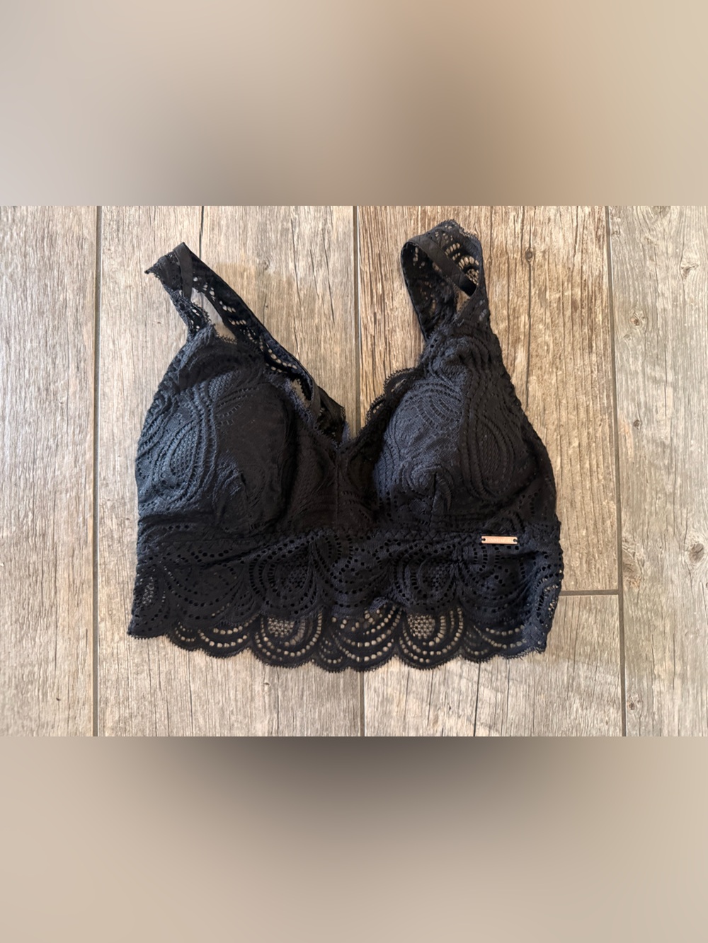 Danskin Lace Longline Bralette - Black medium